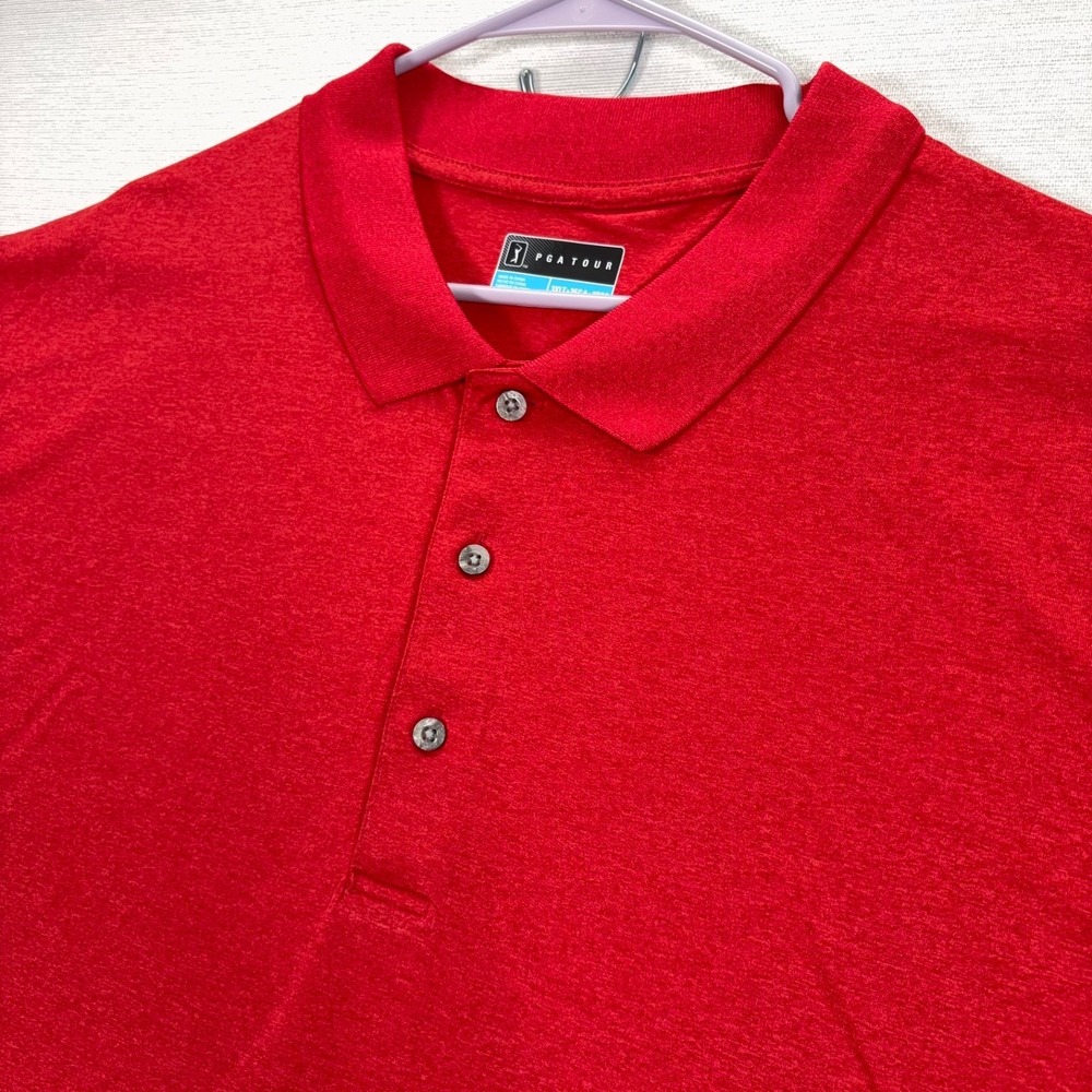 PGA Tour Polo Shirt Mens 3XLT Red Polyester Short Sleeve NEW